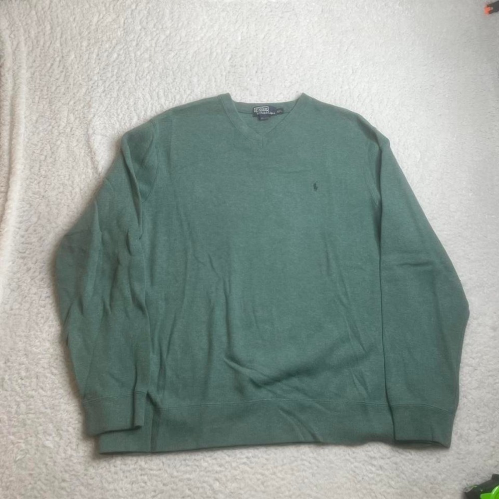 Vintage polo Ralph Lauren men's green heavy cotton sweater‎ preppy soft xxl